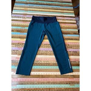 REI Coop M Womens Emerald Green Black Outdoor Hiking Crop Leggings Yoga Walk Run